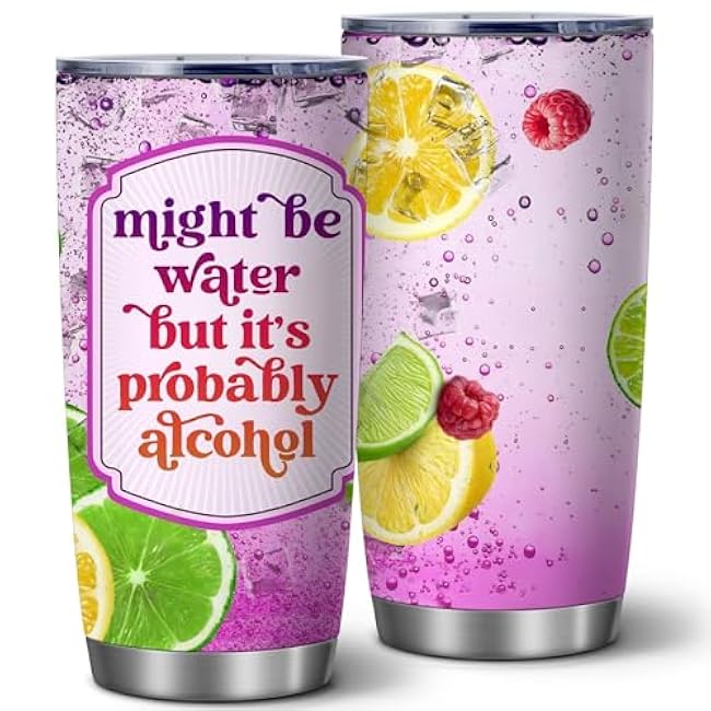 ATHAND Funny Might Be Wine Tumbler, 20oz Gifts for Womens,Alcohol Glasses for Women, Stemless Alcohol Glasses, Funny Wine Themed Birthday Gifts For Women Friends,Christmas, Gift-Ready,1 Pcs