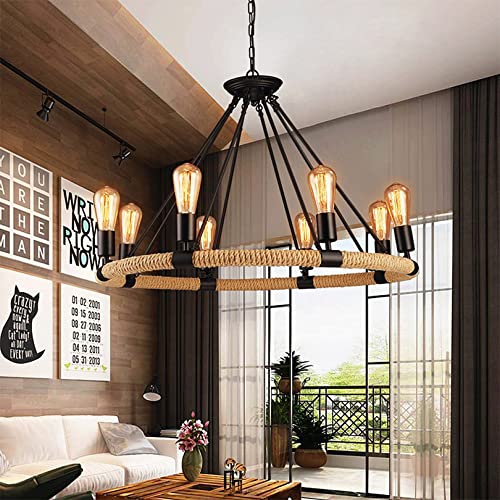 Lampe à suspension rétro créative avec structure rigide en fer forgé B