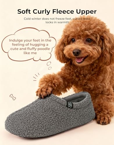 image for HomeTop Women's Fuzzy Curly Fur Memory Foam Loafer Slippers Bedroom Ho