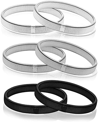 Focenat 3 Pairs Anti-Slip Shirt Sleeve Holders, Unisex Metal Armbands Stretchy Garter Elastic Armbands Hold Up Sleeve Garters for Men Women (Black, Silver and Steel Color, Width 0.43 Inch)