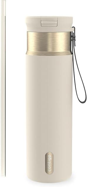 Contigo SnapSeal 24 oz Water Bottle w/Carry Strap & Reusable Straw | Vacuum-Insulated Stainless Steel for Hot & Cold Drinks | Spill-Proof Lid | BPA & Lead-Free | Dishwasher Safe