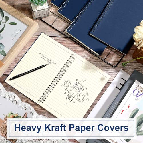 Image of Yahenda 2 Pcs Spiral Notebooks,1 Subject,Wide Ruled, Deep Blue
