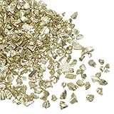 Kozelo Crushed Glass Chips - [2-4mm x 20g] Irregular Metallic Glass Bright Golden for DIY Decoration Nail Art Use, Electroplated Surface