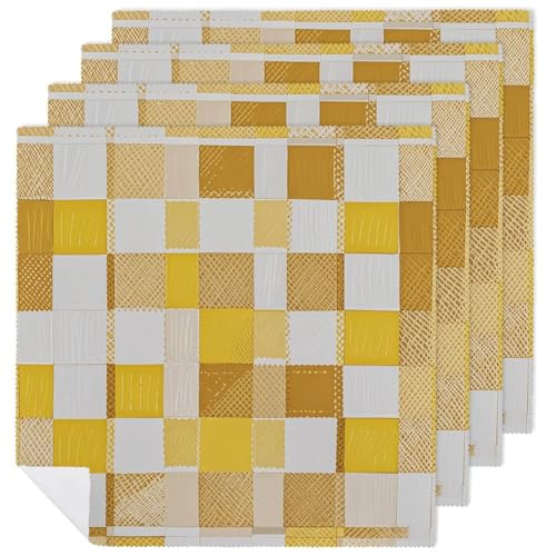 Servilletas de Tela Cuadradas Blancas y Amarillas Pack 4 miniatura 1