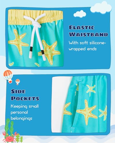 Image of SURF CUZ Boys Swim Trunks with Boxer Brief Liner Toddler Boy Stretch Swimsuit Shorts Quick Dry Swimming Trunks Bathing Suit