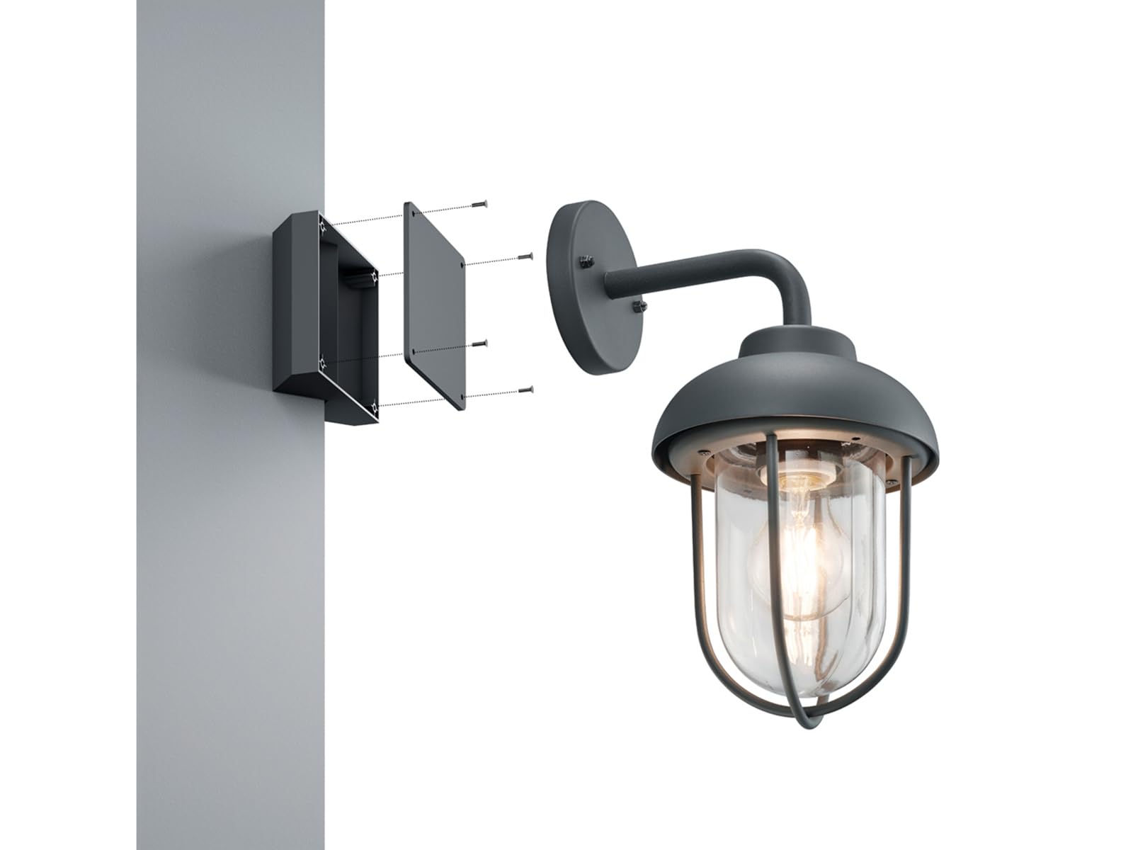 meineWunschleuchte Außen-Wandleuchte in Anthrazit Wandlaterne hängend | mit Eckbefestigung, Höhe 33cm, Aluminium mit Glas, Schutzklasse IP44, Fassadenbeleuchtung Hauswand, Außenlaterne Vintage