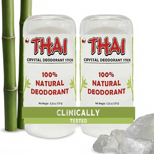 2-PACK Thai Deodorant Stones - Clinically Tested - Crafted in USA - Dermatologist Approved Natural Crystal Salt Odor Protection for Men, Women & Teens