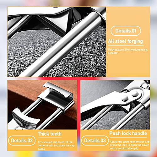 Adjustable Multifunctional Stainless Steel Can Opener, 2023 New Stainless Steel Can Opener Bottle Jar Lid Gripper Household Kitchen Tool, Manual Jar Bottle Opener Kitchen Accessories (1 PC)