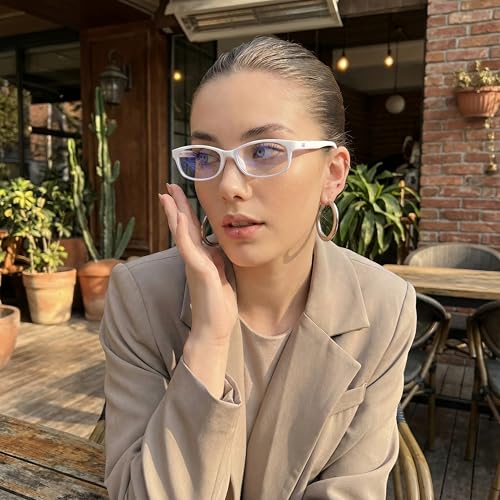 Image of DreamCalf Trendy Fake Glasses Small Rectangle Y2K Eyewear with Anti Blue Light for Women's Cosplay and Daily Style