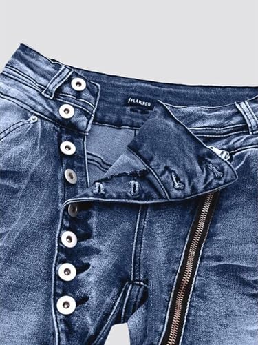 Flamingals Women's Stretchy 90S Vintage Low Waist Bootcut Straight Leg Button Up Jeans4