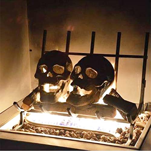 Terrifying Human Skull Fire Pit, Fireproof Imitated Human Skull Ceramic, Durable Reusable Fire Pit Skulls, Halloween Skulls Shaped Fire Stones for Fire Pits Bonfire Campfire Fireplaces (6PCS)