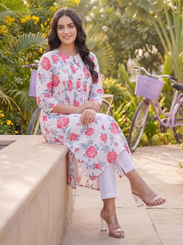 Image of INDO ERA Women's Cotton Ethnic Co-Ord Set | Kurta Pant Set | Stylish Cotton Suit Set for Women,10126 | Cord Set For Women Cotton |