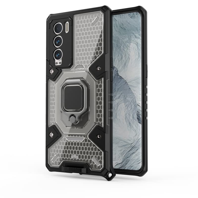 Glaslux TPU Rugged Armor Hybrid Shockproof Case | Rotating Ring Holder & Kickstand In-Built | Bumper Back Cover For Realme Gt Master Explorer (Black)