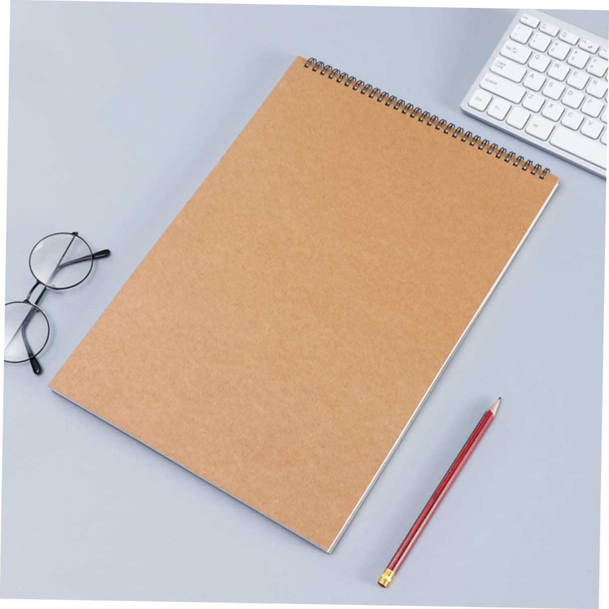 Zeichenblock für Schüler und Künstler 2 Stück mit Spiralbindung Khaki | Papier, Leere Seiten für Skizzen und Zeichnungen, Reißbar, für Reisetagebuch und Kreative Notizen