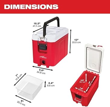 48-22-8460 Portable Cooler for Milwaukee 16 Quart Hard Sided Impact Resistant Compact Cooler Stackable