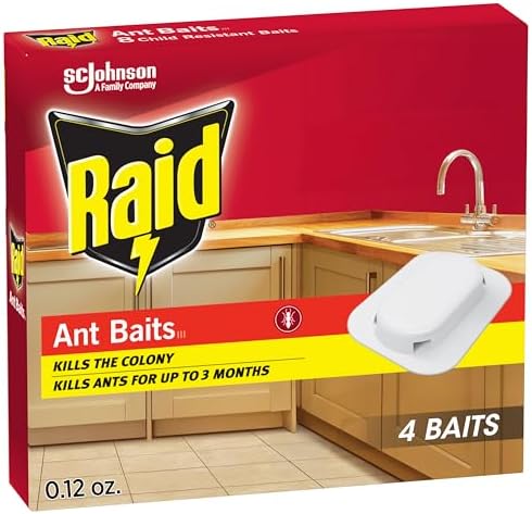 Raid Ant Killer Baits, for Household Use, Kills the Colony, Kills Ants for 3 Months, Child Resistant, 4 Count