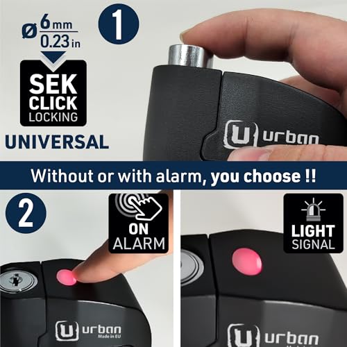 Image of URBAN UR6B Hi-Tech Motorcycle Disc Lock with Smart Alarm | Best Value | 120dB, LED, Warning, A+ Sensitivity, Truly Waterproof, Long-Life CR2 Battery, Carried Locked, Bike Anti Theft Wheel Brake Locks