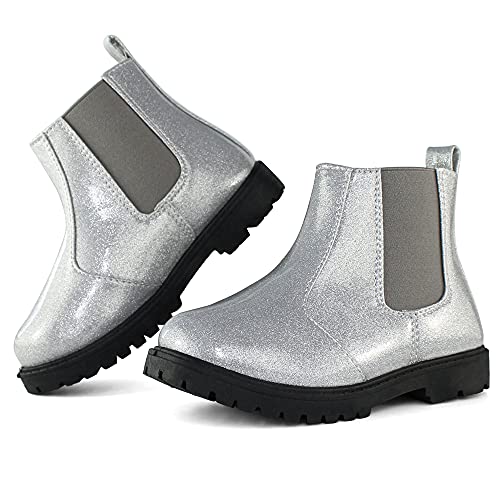 Hawkwell Mädchen Fashion Shiny Chelsea Boot Stiefeletten Silber EU 30 Kleinkind