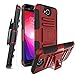 LG X Power 2 Case/LG Fiesta 2 LTE/LG X Charge/LG Fiesta LTE with [Tempered Glass Screen Protector] Built-in Kickstand Swivel Combo Holster Phone Belt Clip Heavy Duty Shockproof Case(PC-Red)