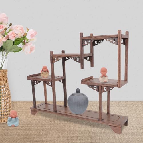 Étagère de rangement décorative et solide marron style vintage artistique - 4