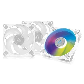 ARCTIC P12 PWM PST A-RGB 3 Pack - PC Fans, 120mm PWM Case Fan Optimized for Static Pressure, Semi-Passive 2002000 RPM 0 RPM <5%, 5V 3 pin ARGB LED - White