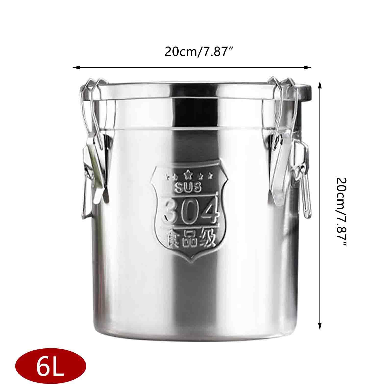 Recipientes de acero inoxidable para almacenamiento de cocina, cubos sellados con tapa, ideales para almacenar arroz, harina, cereales, estilo industrial moderno, opciones de 6L/12L