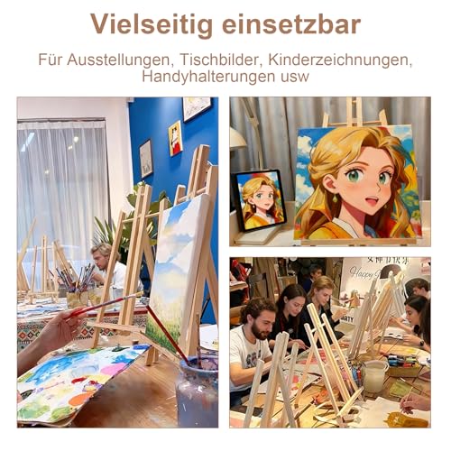 Sekfpnk Tischstaffelei 30 cm Hoch, Staffelei aus Holz, Zusammenklappbar, Um Platz zu Sparen, Deko Ständer für Erwachsene und Handwerkliche Aktivitäten