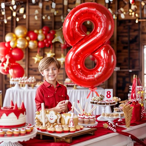 Image of KatchOn, Giant Red 8 Balloon Number - 40 Inch | Number 8 Balloon
