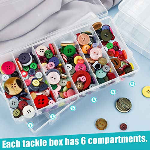 Image of 4 Pack 6-Grids Plastic Fishing Tackle Bait Hooks Storage Box Mascara Brushes Container Plastic Storage Organizer Container for Crafts, Beads Earrings