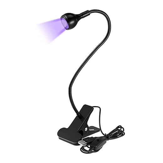 Luz LED UV, pequena luz UV para unhas de gel, entrada USB de 5 V, lâmpada UV, luz de cura com luminárias e mini lâmpada de unha de pescoço de ganso para cura de unhas em gel (preta, 1 peça)