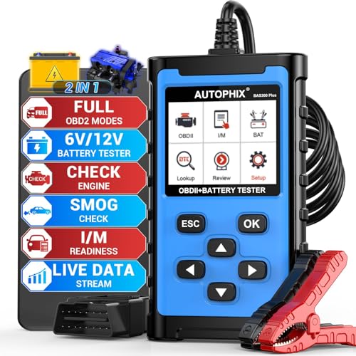 AUTOPHIX 2 IN 1 OBD2 Scanner with Battery Tester, BAS300 Plus 12V 100-2000 CCA Battery Charging...