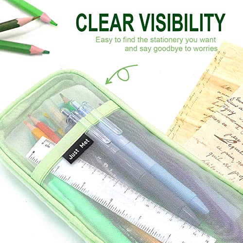 Image of Sonuimy Clear Mesh Pencil Case Pouch, Clearly Visible Grid Pen Cases Organizer For Adult, Zipper Transparent Stationary Makeup Bag for Travel Office College-Blue