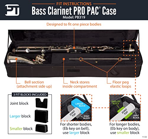 Protec Pb319 Eb Bass Clarinet With One Piece Body Pro Pac Case,36.00(H) X 11.00(W) X 6.25(D) Inches #TOP6