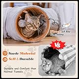 Nobleza Katzentunnel, 3-Wege Faltbar Katzentunnel mit 1 Loch und Katzenspielzeug Ball, T-förmiger Katzenspieltunnel für Katzen, Kaninchen und Meerschweinchen, Grau