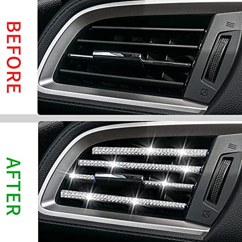Insauto Bling Car Vent Outlet Trim,Bling Car Accessories For Women And Girls,10Pcs Rhinestone Car Air Conditioner Vent Decoration Strip(White) #TOP7