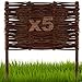 Floranica 5 Stück Beetbegrenzung aus Weide 40 cm x 40 cm Rasenkante aus Weidengeflecht Beeteinfassung Rasenkante Beetzaun Weidenzaun Palisade Abtrennung von Blumenbeetwegen Gartenbeeten