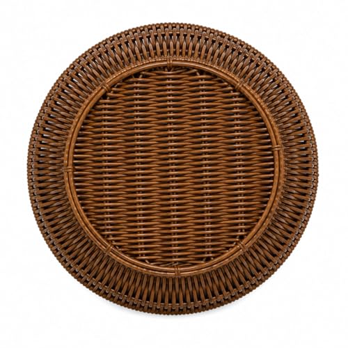 Image of Decorative Handwoven Basket for Bread, Fruits & Vegetable Storage Durable Round Rattan Basket for Kitchen, Dining & Cafe Serving Purpose