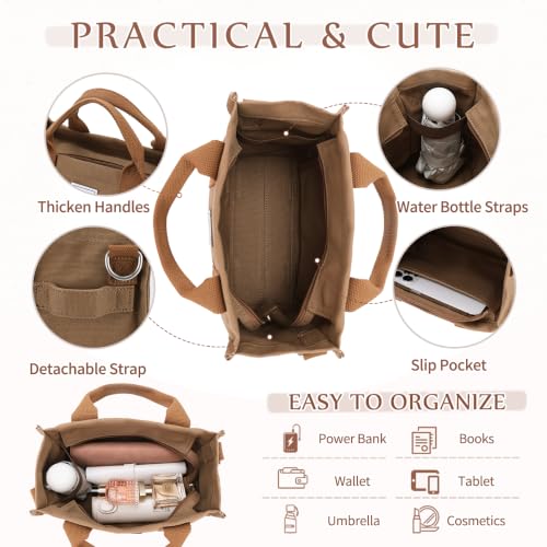Image of VASCHY Canvas Tote bag, Casual Reusable Work Totes for Women Teachers with Zippers Pockets Crossbody Shoulder Bag Purse
