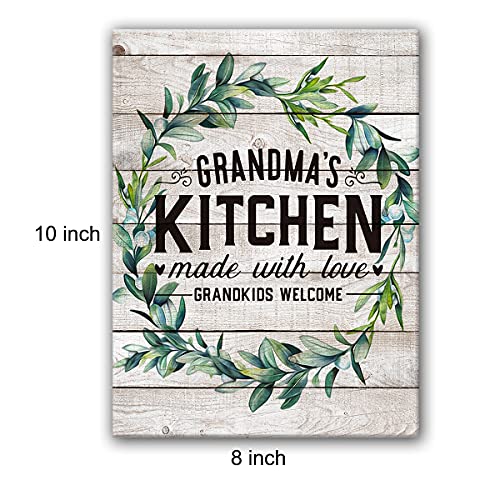Yuzi-N Funny Grandma's Kitchen Quotes Canvas Wall Art , Gift For Grandma's Kitchen Wall Art & Tabletop Decor, Mother's Day Gift, Easel & Hanging Hook 8X10Inch #TOP2