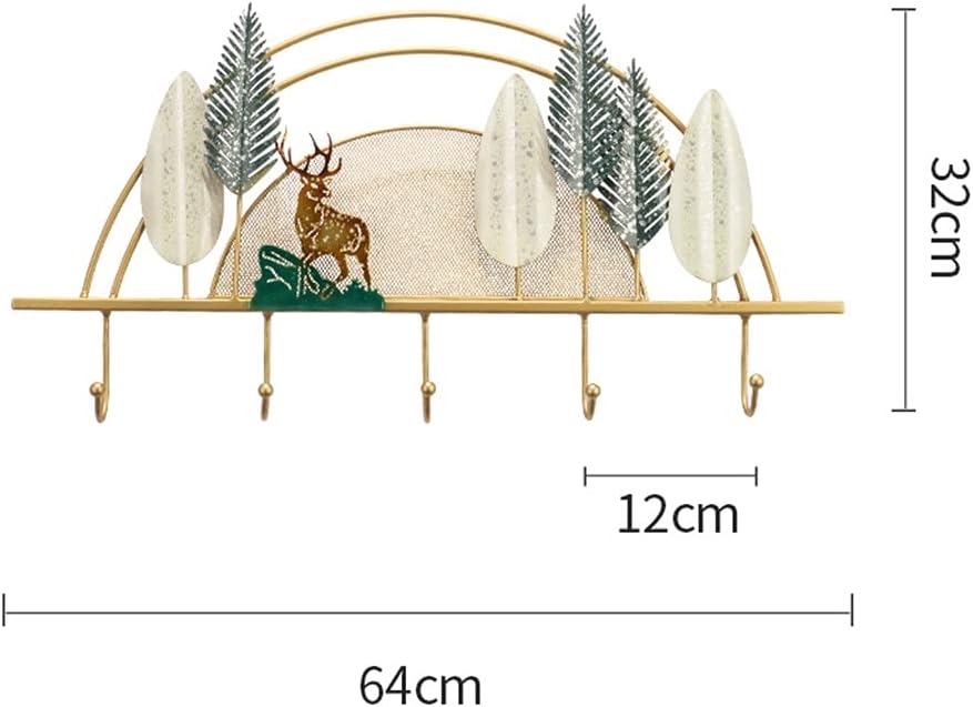 Living Room Bedroom Decoration Hanger Rack Wall Clothes Hanger Wall Storage Shelf 5 Hooks