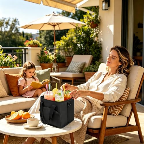 Portabebidas portátil térmico con 4 compartimentos y asa cómoda 3