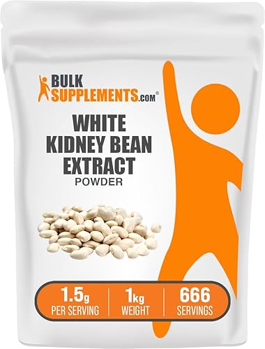 BulkSupplements. com Extracto de frijol blanco - Extracto en polvo para apoyo digestivo, fuente de proteínas - Sin gluten - 1500 mg por porción,