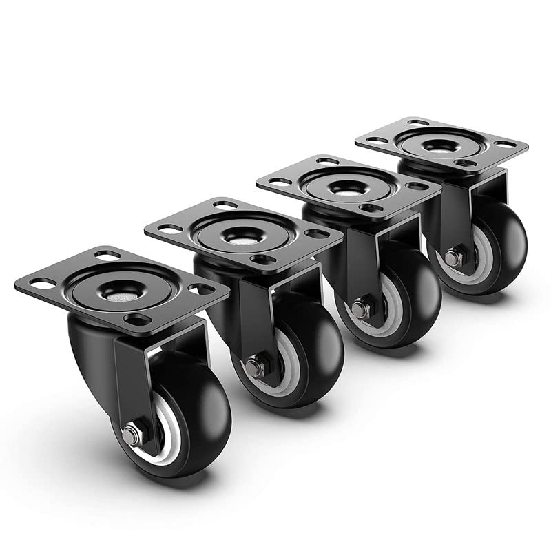 Volo 2 inch Swivel Caster Wheels Without Brake and No Noise Wheels, Heavy Duty Casters Total Capacity 600lbs (Pack of 4) Color : Black