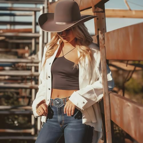 Cowboy Western Belts for Men Woman Cowboy Cowgirl Belt Leather Western Belt | 1.5" Embossed Western Cowboy Cowgirl Country Belt with Zinc Alloy Buckle for Jeans Rodeo Texas Halloween Costume Party Gifts - Image 3