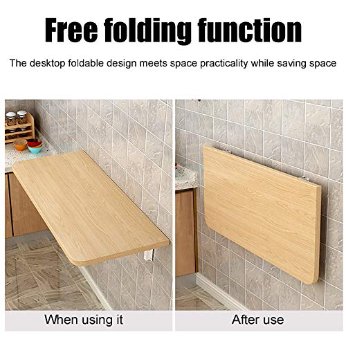 Petit bureau flottant gain de place et table murale rabattable en bois - 6