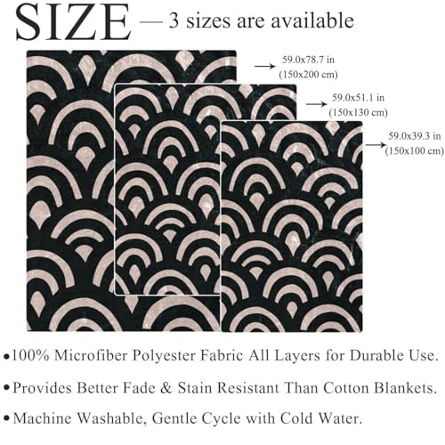 Couverture polaire contre le froid plaid écaille noire doux pour canapés - 5