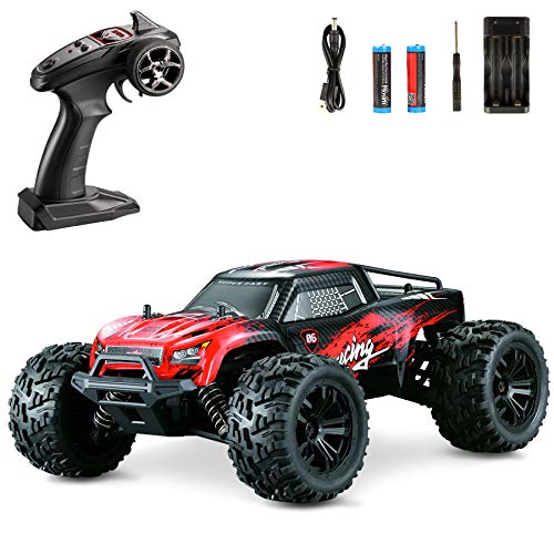 Hosim 1:14 Scale 4WD 36+ kmh High Speed RC Cars Large Size Remote Control Car Trucks 4x4 Off Road Vehicle Electric Monster Truck - All Terrain Waterproof Toys Trucks Cars for Kids and Adults(Red)