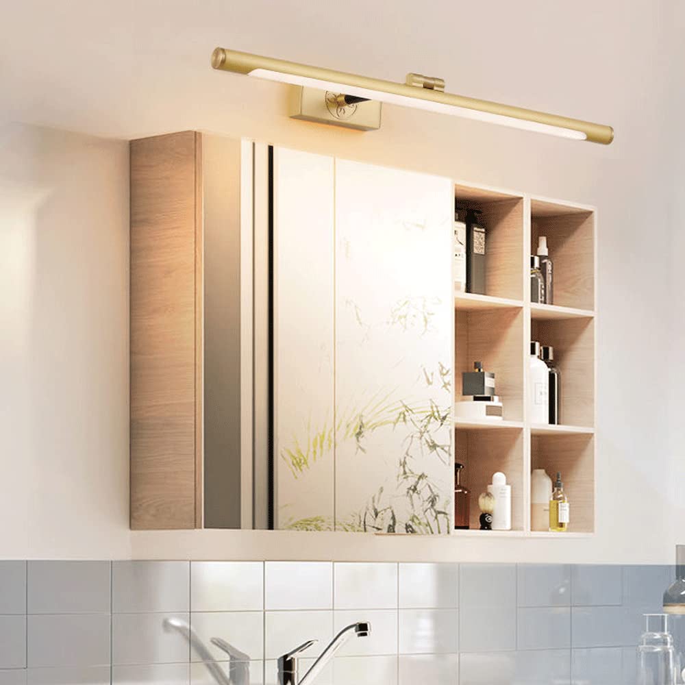 Led Spiegelfrontleuchte Moderne Kupferwandleuchte, Badezimmerbeleuchtung Acryllampenschirm Über Spiegelleuchte, Einziehbarer Lichtarm Bilderleuchte Für Schlafzimmer Wohn,Gold-45cm