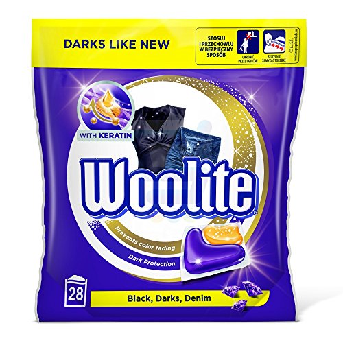 Woolite Laundry Capsules additive with keratin prevents color fading: BLACK DARK DENIM 28 caps/616g