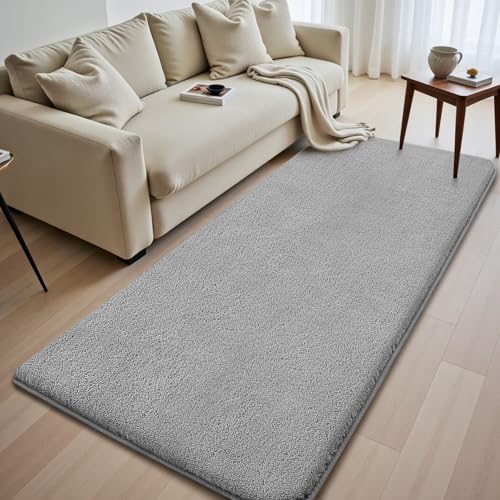 Sour Lemon Teppich Wohnzimmer Grau Teppich Schlafzimmer 80x150 cm Kurzflor Waschbar rutschfest Flauschig Teppiche Gegend Läufer Teppiche Carpet für Jugendzimmer Kinderzimmer